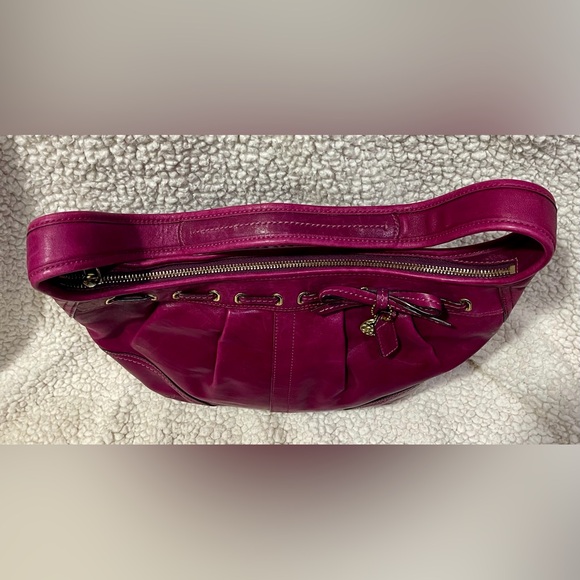 Coach Pleated Hamilton Hobo Leather Bag In Magenta Pink Shoulder Bag Vintage - Picture 9 of 10